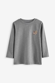 Grey/Brown Woodland Animal 100% Cotton Long Sleeve Character T-Shirts 4 Pack (3mths-7yrs) - Image 4 of 7