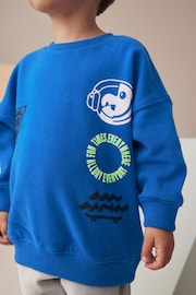 Cobalt Blue Monkey Placement Sweatshirt and Utility Joggers Set (3mths-7yrs) - Image 5 of 9