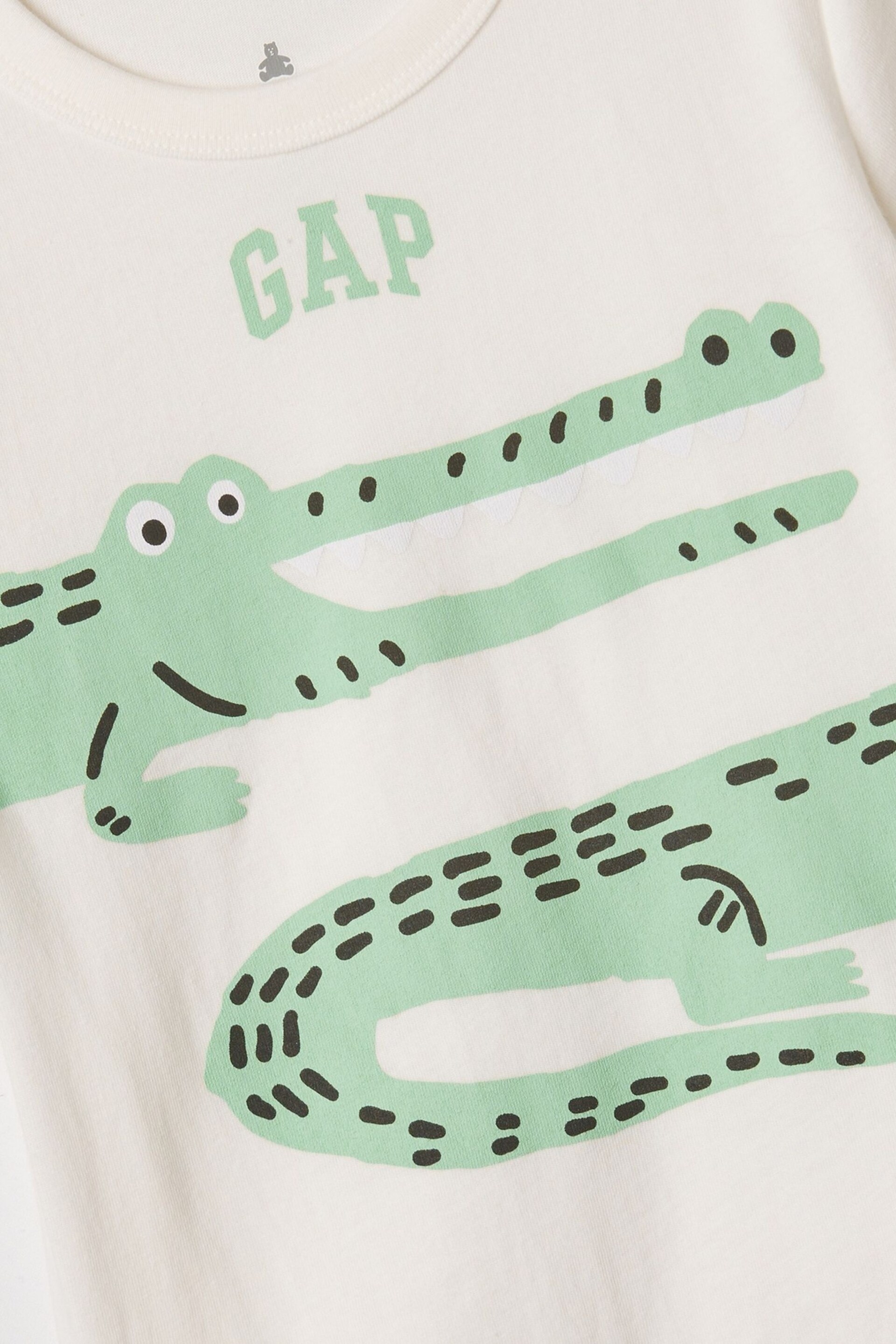 Gap Cream Crocodile Graphic Logo Short Sleeve Crew Neck T-Shirt (Newborn-5yrs) - Image 3 of 3