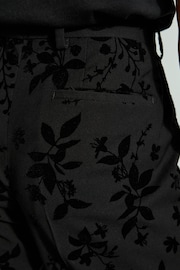 Black Velvet Floral Print Trousers - Image 6 of 10