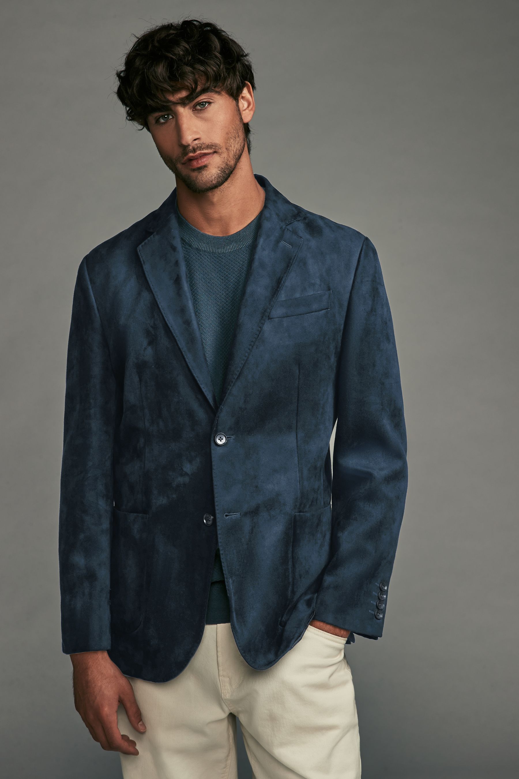 Navy suede blazer outlet