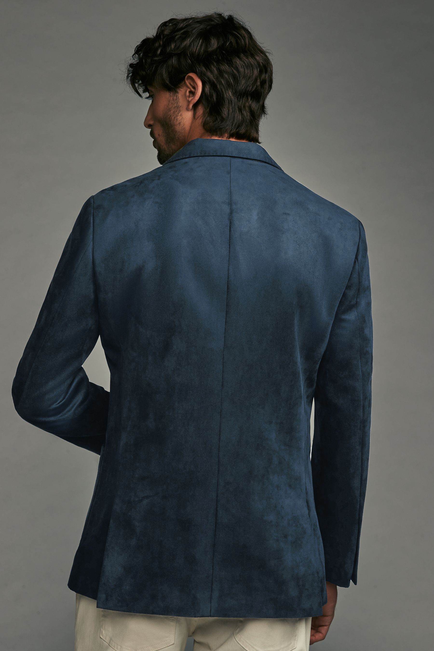 Buy Navy Blue Regular Fit Faux Suede Blazer from the Next UK online shop