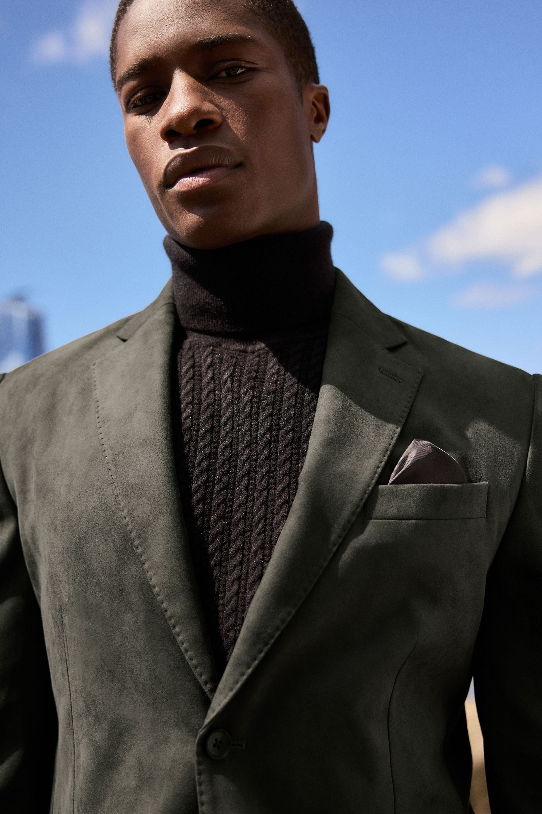Neutral Brown Regular Fit Faux Suede Blazer