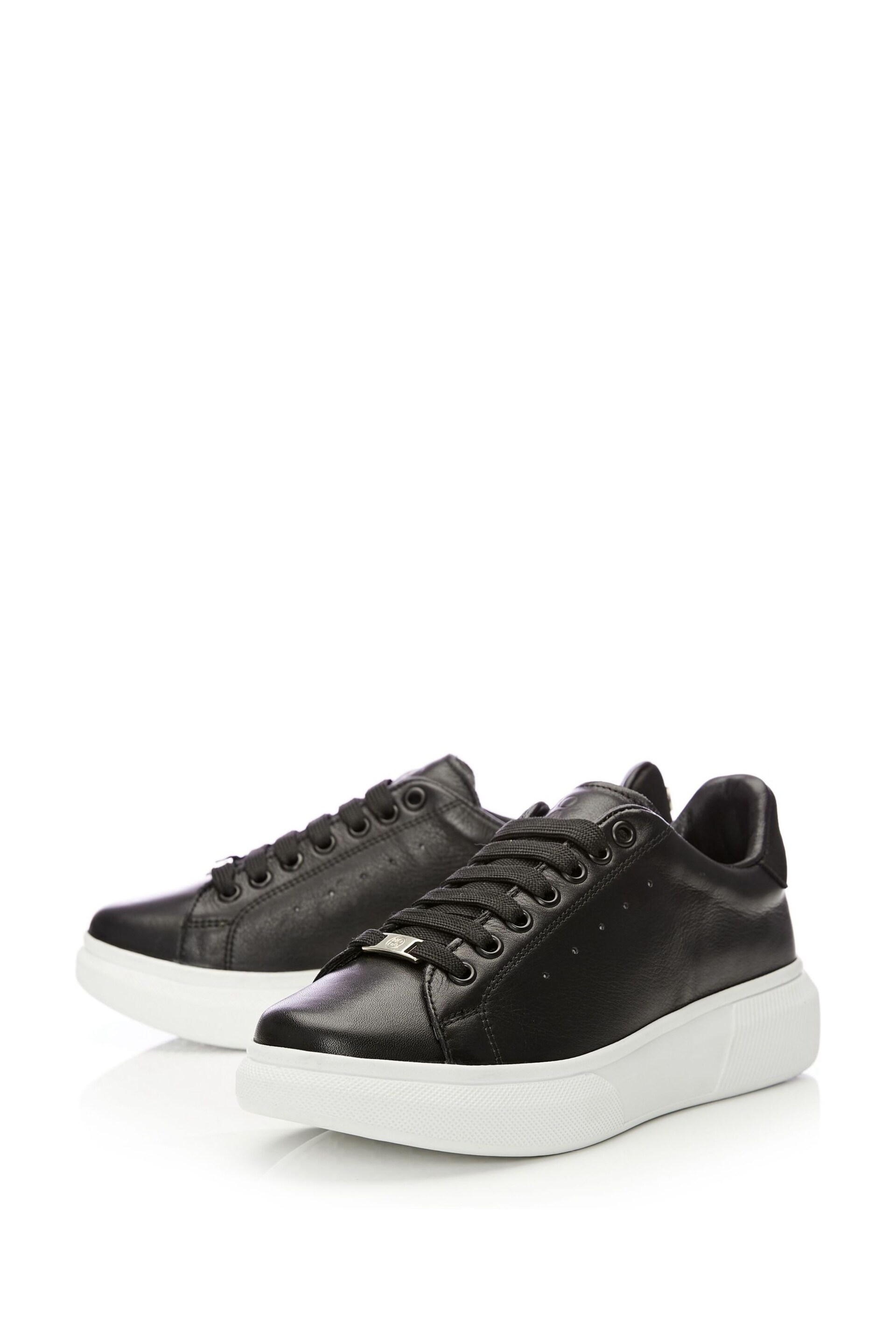Moda in Pelle Bridgette Lace-Up Black Trainers With Slab Sole - Image 4 of 6