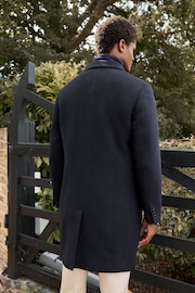 Navy Blue Signature Soft Touch Wool Rich Padded Italian Fabric Funnel Neck Coat - Image 3 of 7