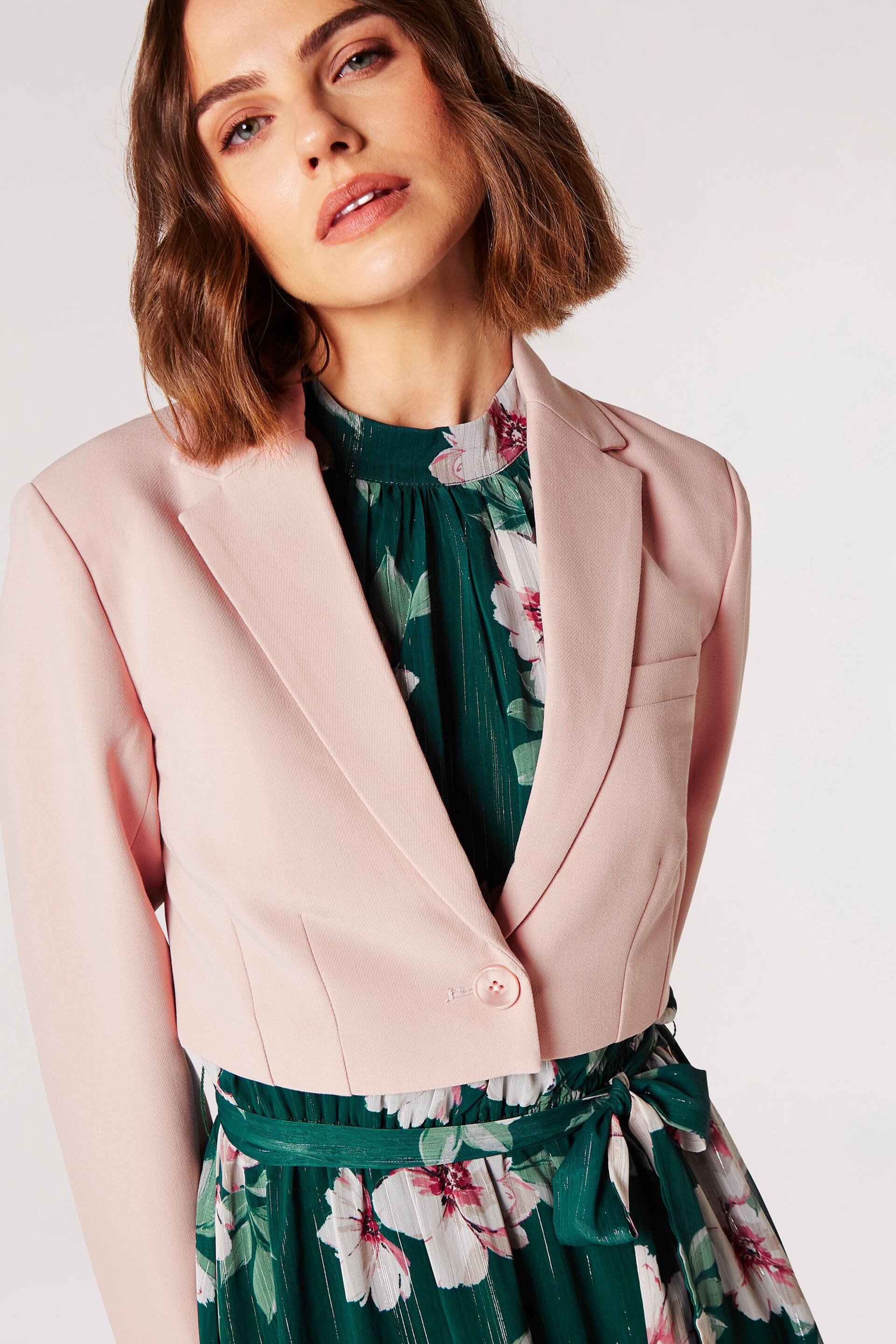 Apricot Pink Cropped Slim Fit Blazer - Image 3 of 4