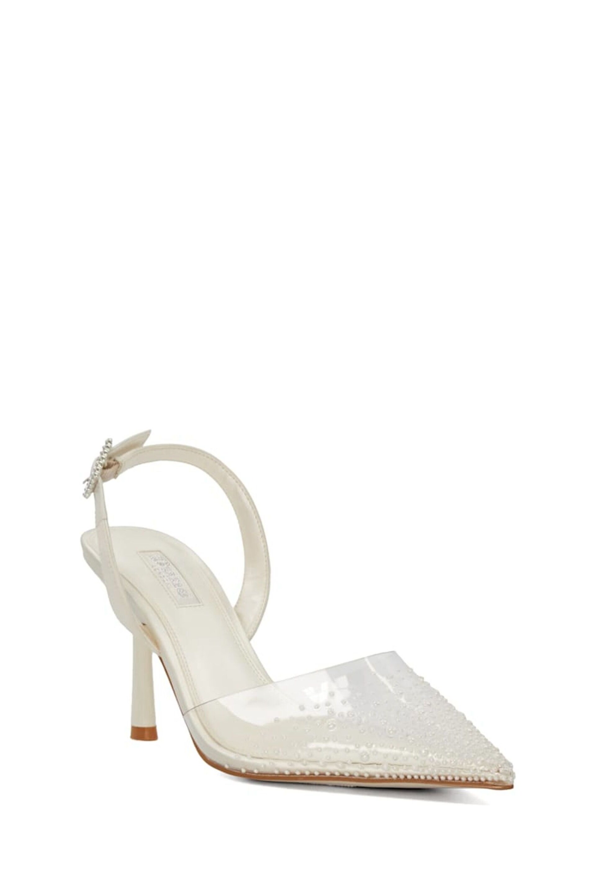 Dune London Cream Divinely Sea Pearl Bridal Slingback Heels - Image 3 of 6