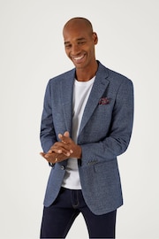 Skopes Cole Navy Blue Tailored Fit Jacket - Image 2 of 7