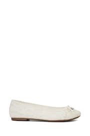 Dune London Cream Heartstring Bridal Lace Ballet Flat Shoes - Image 3 of 6