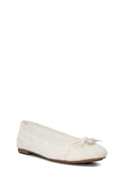 Dune London Cream Heartstring Bridal Lace Ballet Flat Shoes - Image 4 of 6