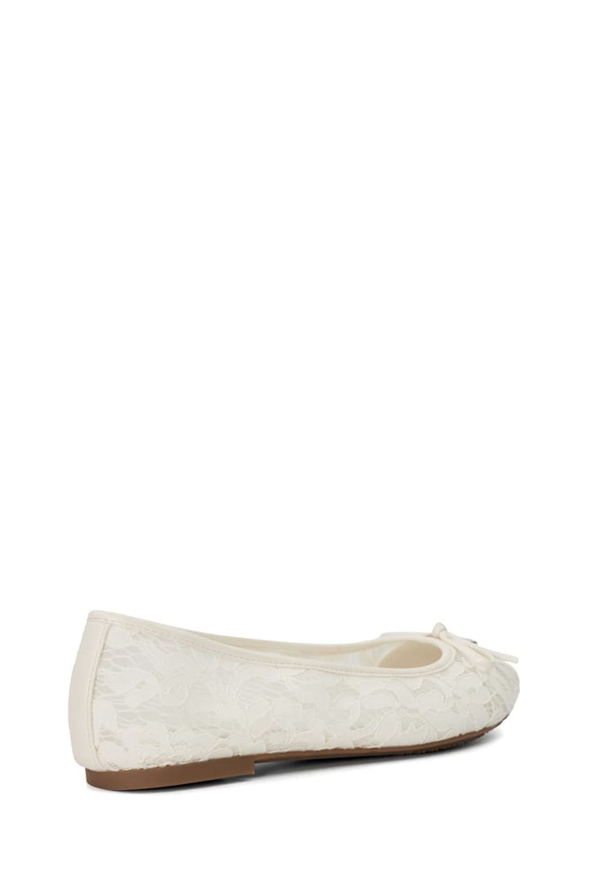 Dune London Cream Heartstring Bridal Lace Ballet Flat Shoes - Image 5 of 6