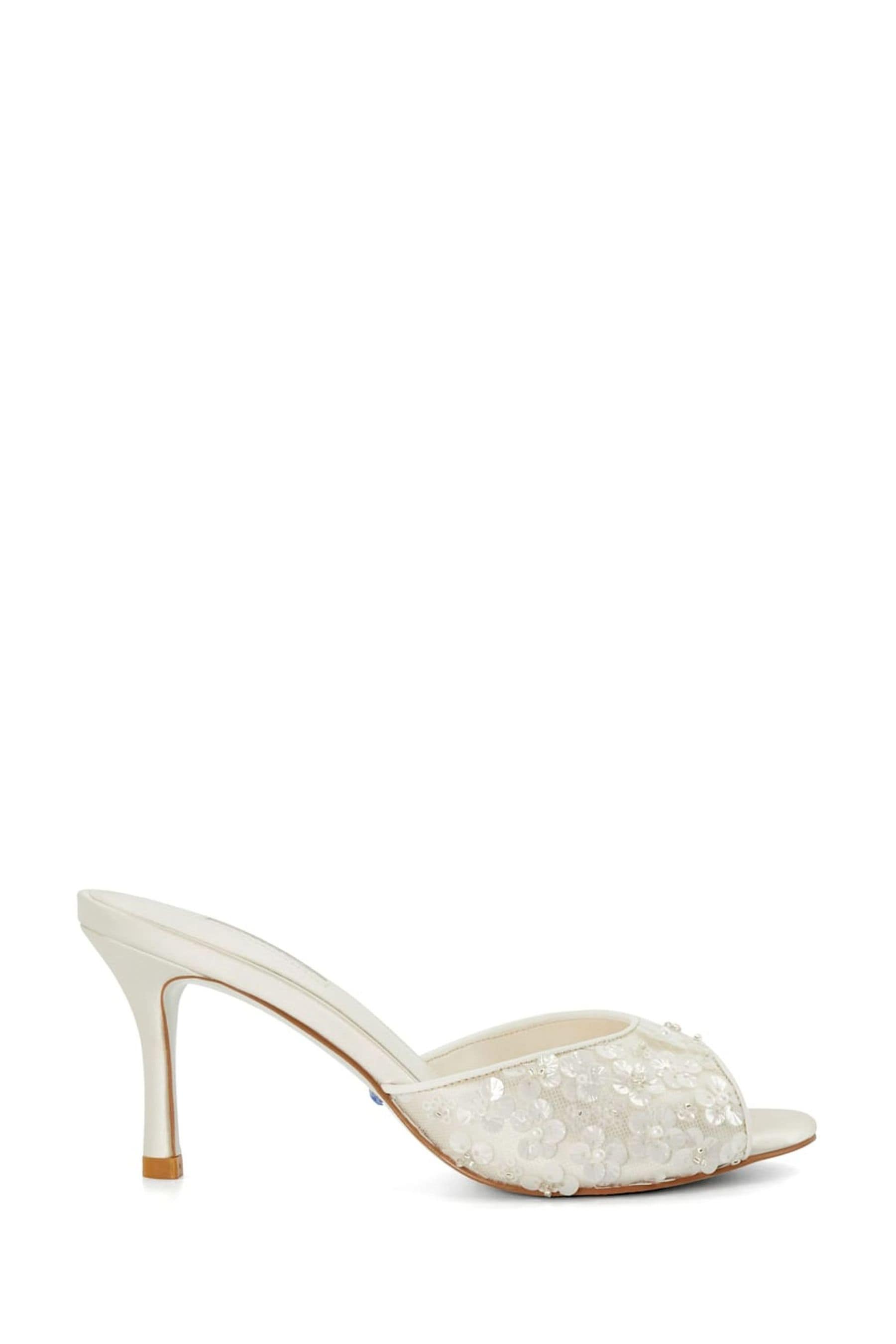 Dune London Cream Minimoon Bridal Kitten Heel Mules 6 EU 39 Womens