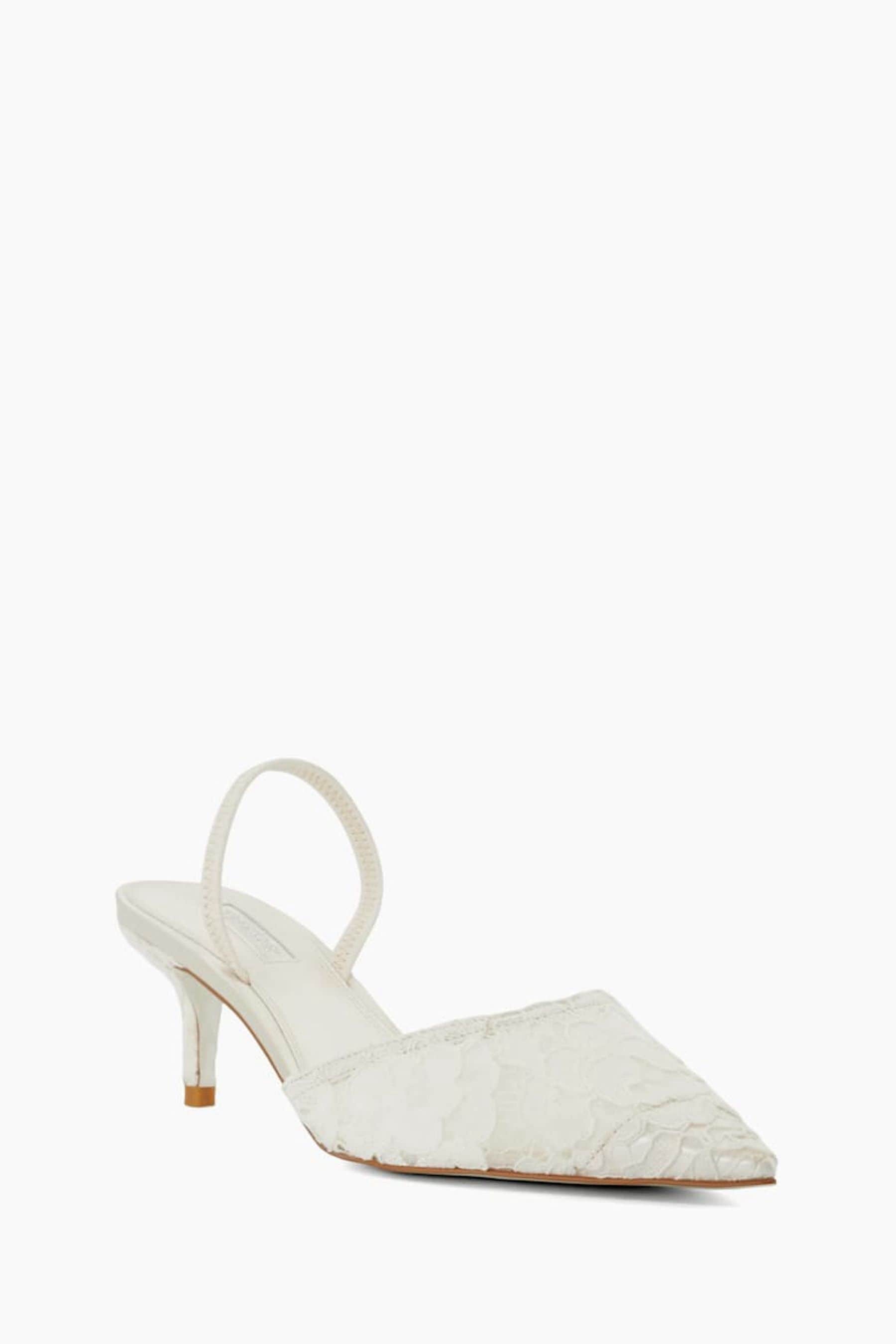 Buy Dune London Cream Compassion Bridal Lace Slingback Kitten Heels from Next Luxembourg