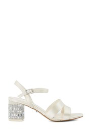 Dune London Cream Matrimony Lace Vamp Two Part Mid Heel Sandals - Image 3 of 6