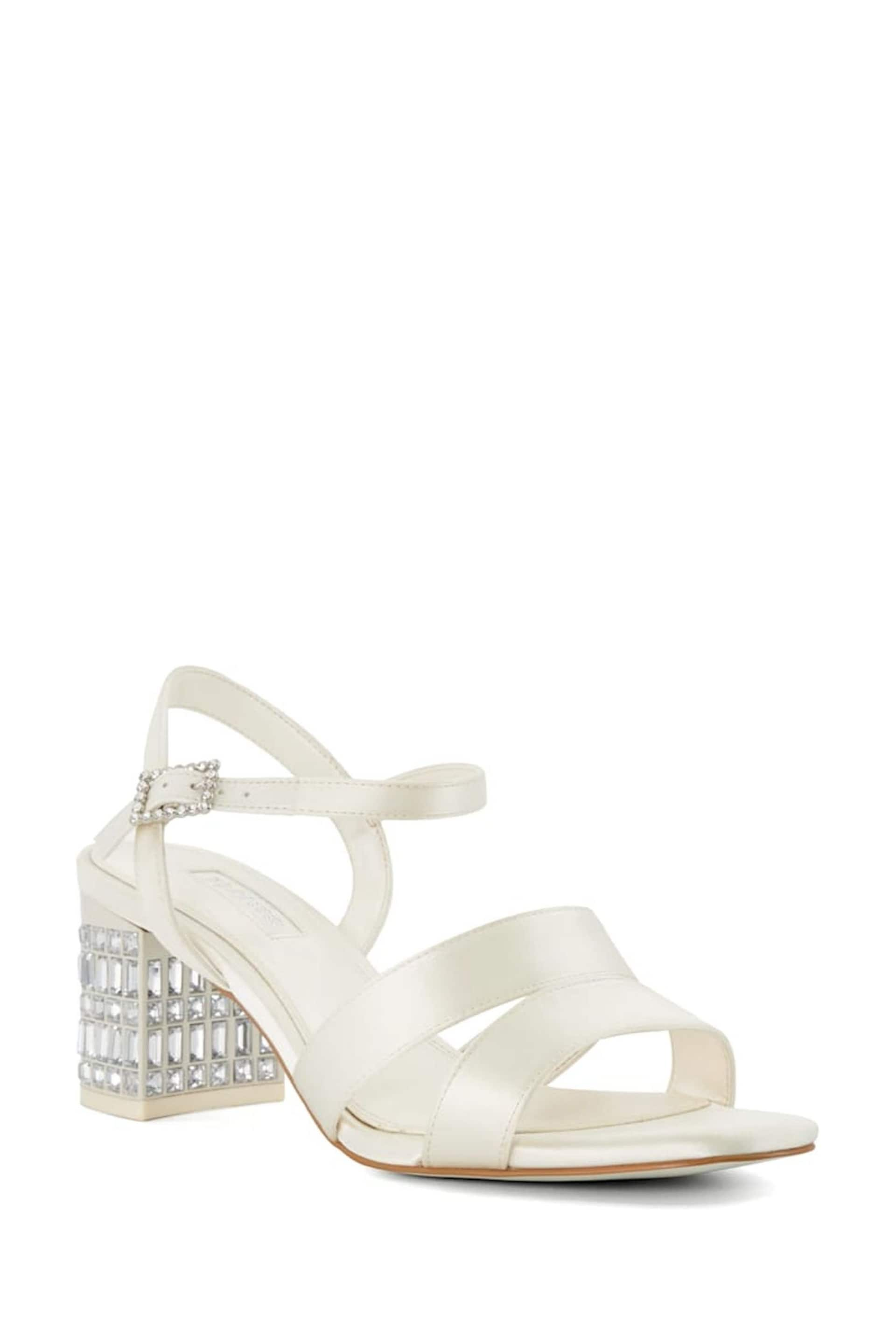 Dune London Cream Matrimony Lace Vamp Two Part Mid Heel Sandals - Image 4 of 6