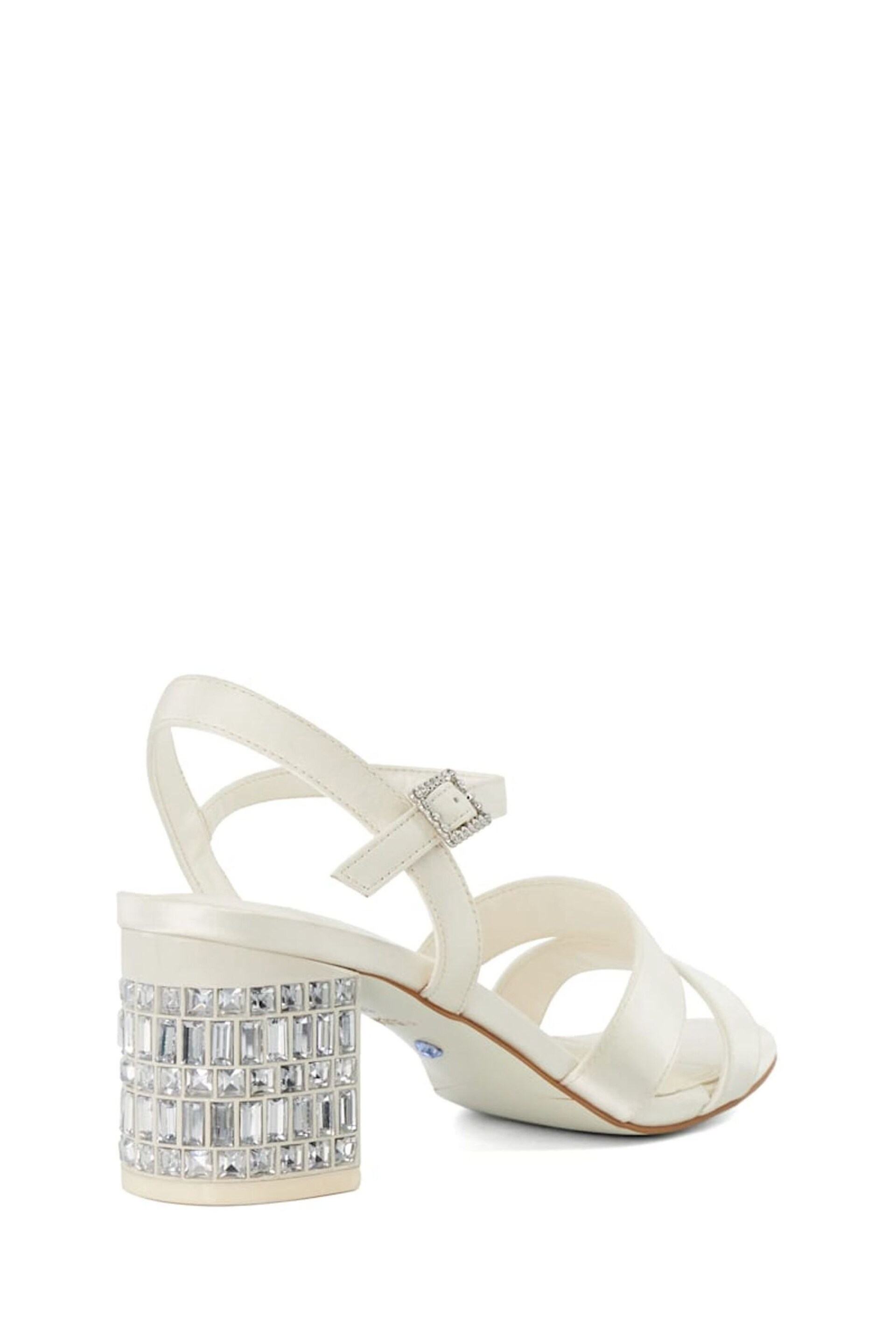 Dune London Cream Matrimony Lace Vamp Two Part Mid Heel Sandals - Image 5 of 6