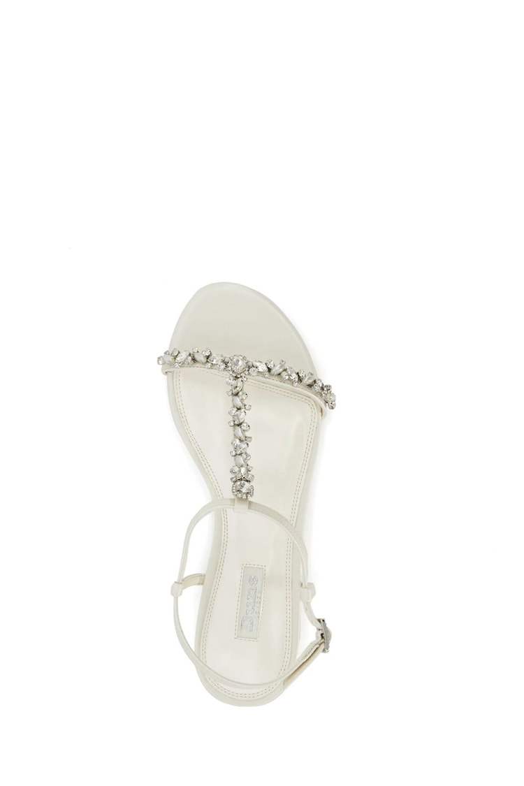 Dune London Cream Nuptuals Bridal T-Bar Flat Sandals - Image 6 of 6