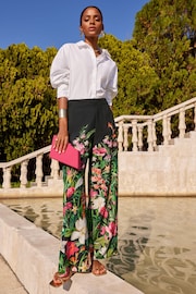 V&A | Love & Roses Black Floral Palazzo Wide Leg Trousers - Image 4 of 4