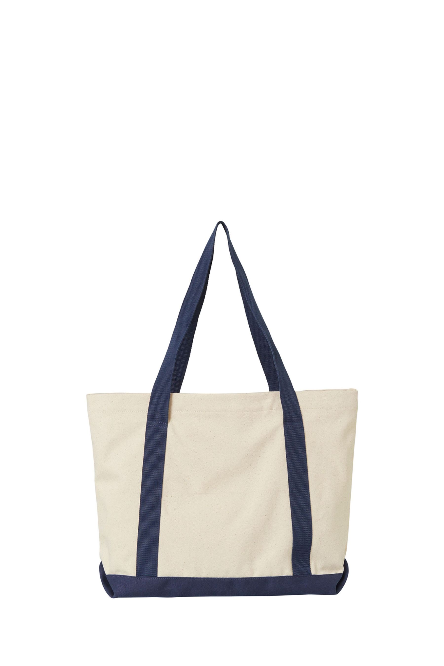 Blue canvas tote bag shop