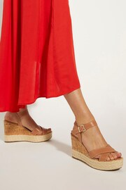 Dune London Natural Kindest Cross Strap Wedge Sandals - Image 1 of 6