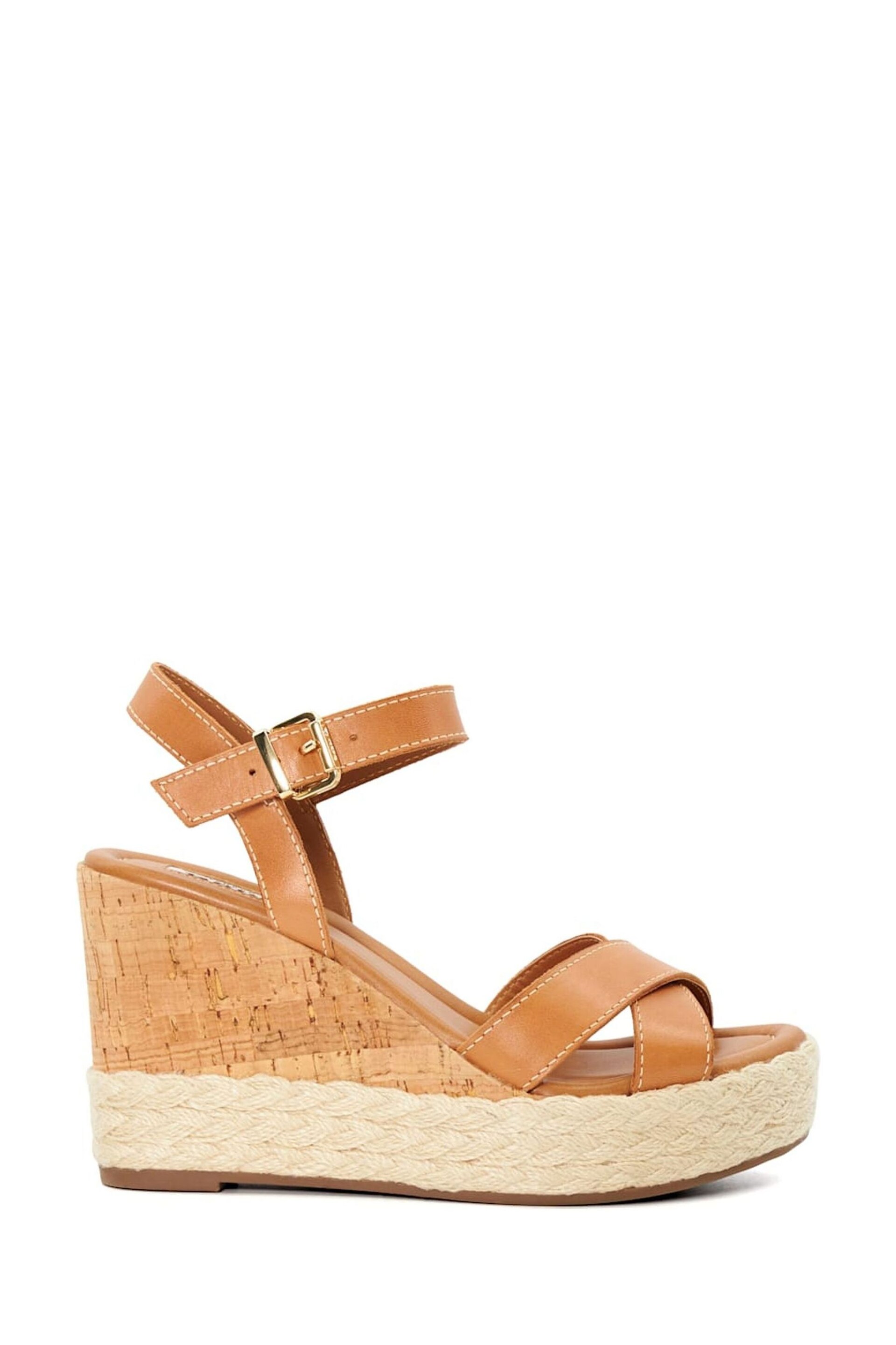 Dune London Natural Kindest Cross Strap Wedge Sandals - Image 3 of 6