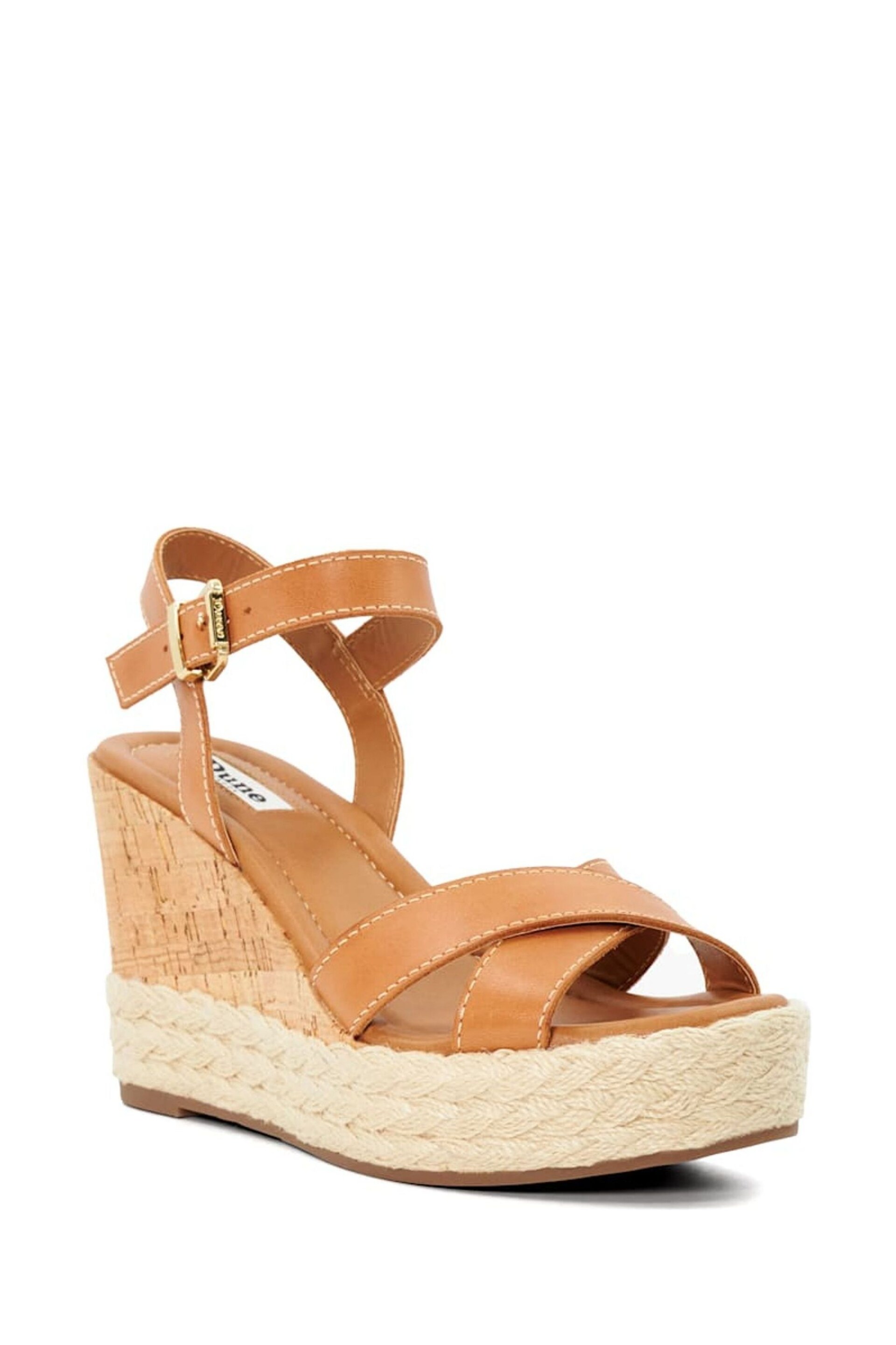 Dune London Natural Kindest Cross Strap Wedge Sandals - Image 4 of 6