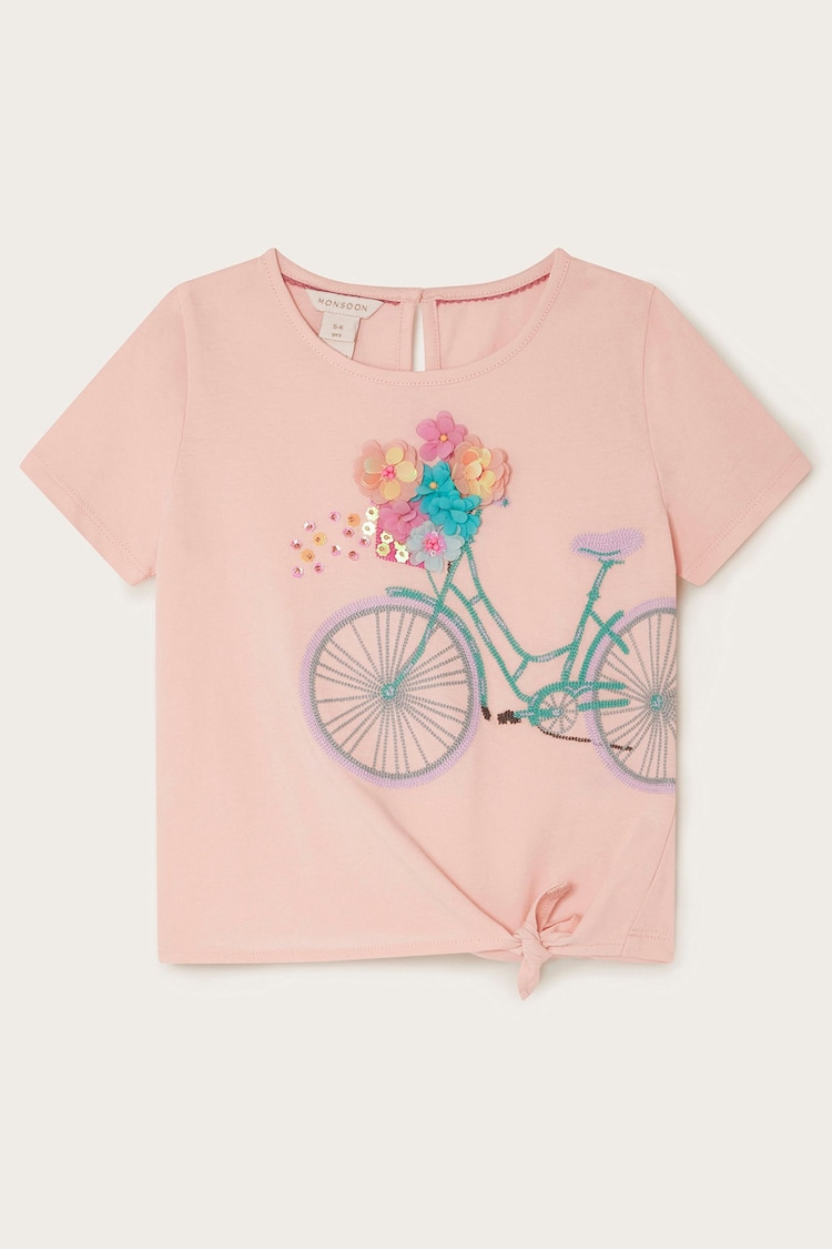 Monsoon Pink Floral Bike 100% Cotton T-Shirt - Image 1 of 3