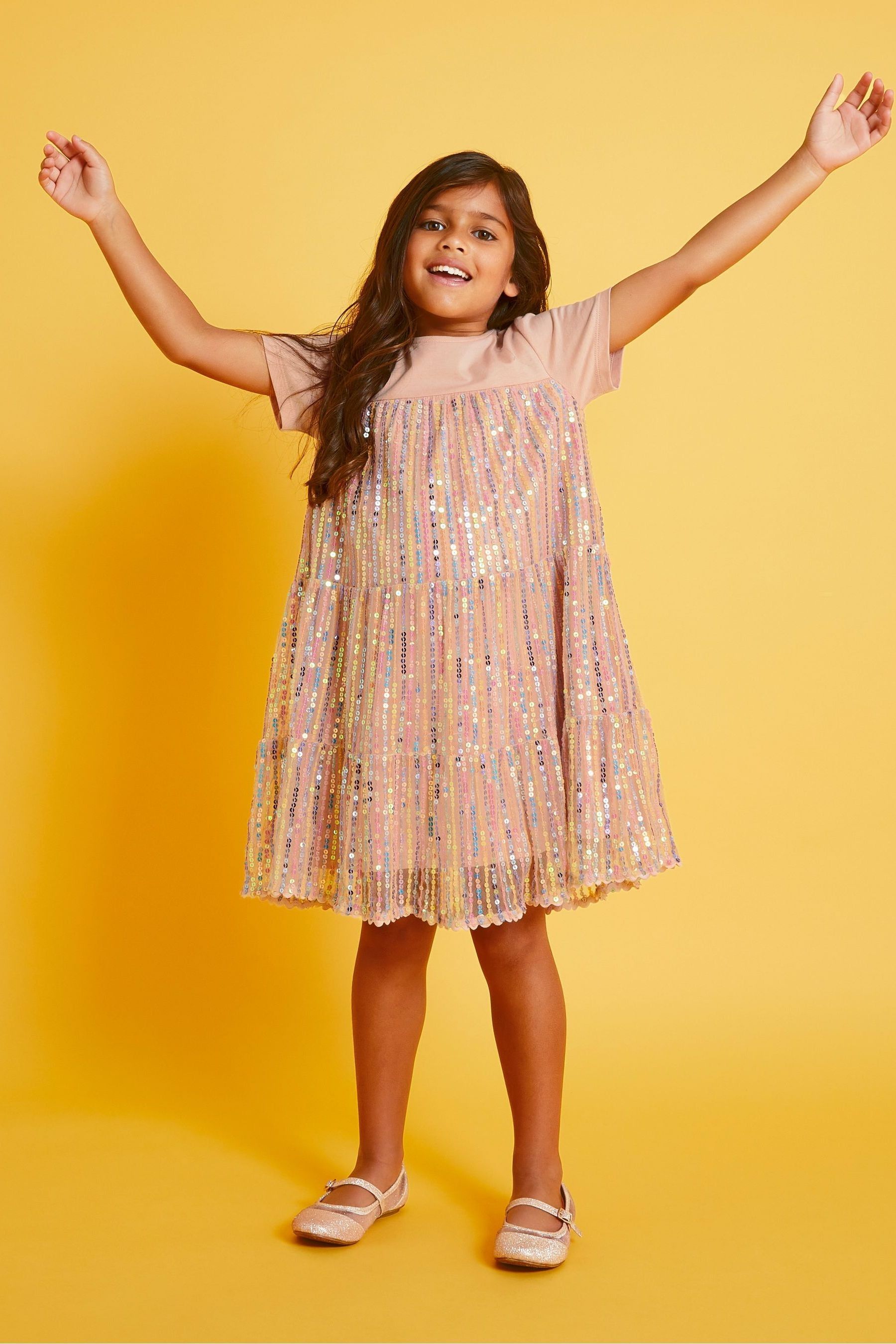 Acheter Robe Monsoon a sequins en jersey a volants from Next Luxembourg