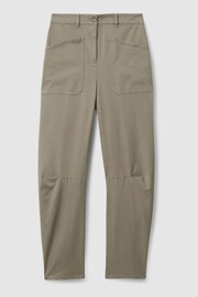 Reiss Olive Nova Cotton Blend Barrel Leg Trousers - Image 2 of 5