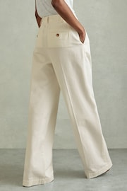 Reiss White Astrid Petite Cotton Blend Wide Leg Trousers - Image 5 of 7