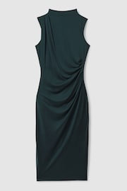 Reiss Dark Green Beaux Modal Blend Ruched Midi Dress - Image 2 of 6