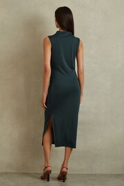 Reiss Dark Green Beaux Modal Blend Ruched Midi Dress - Image 4 of 6