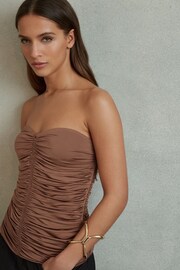 Reiss Mink Marina Ruched Strapless Tube Top - Image 3 of 5