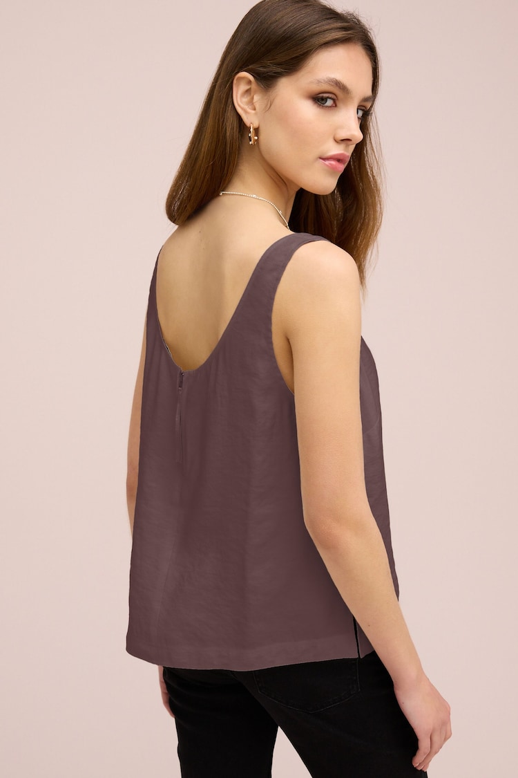 Wine Sleeveless Scoop Neck Top - Image 2 of 5