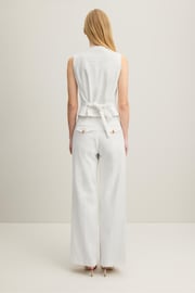 LK Bennett Cream Ami Italian Cotton Wide Leg Trousers - Image 2 of 3