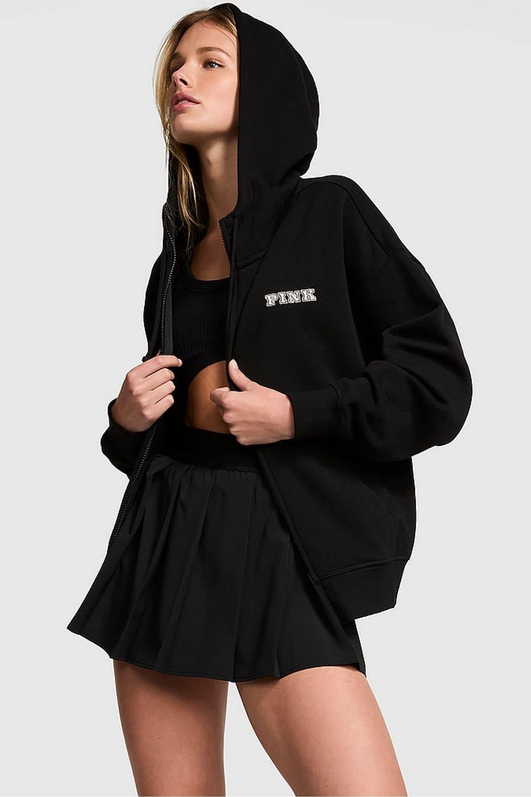 Pink black zip up deals