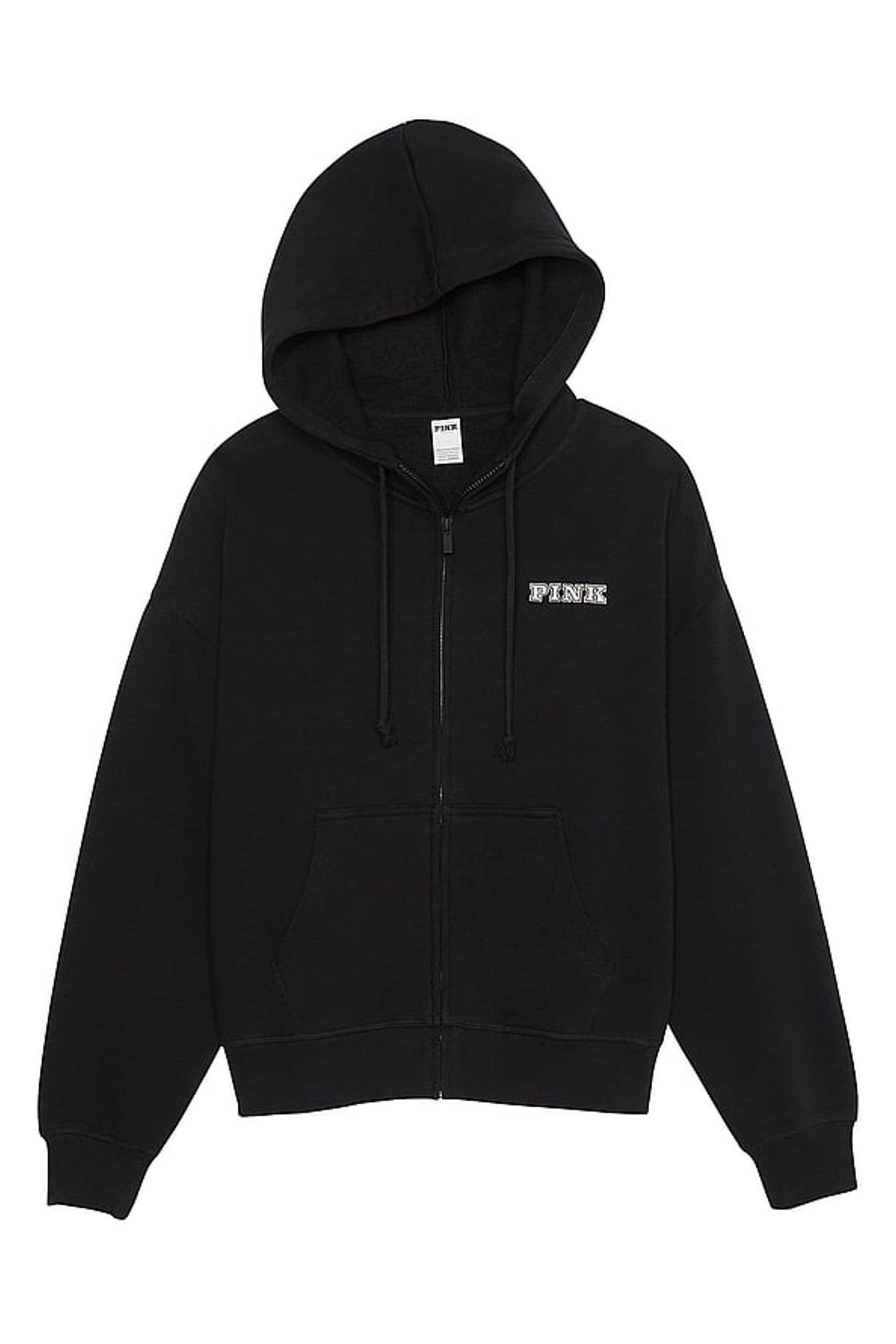 Victoria s Secret PINK Black Zip Up Fleece Hoodie