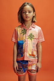 Reiss x McLaren F1 Team Pink Multi 3-9 yrs McLaren F1 Miami Cuban Collar Shirt - Image 1 of 9