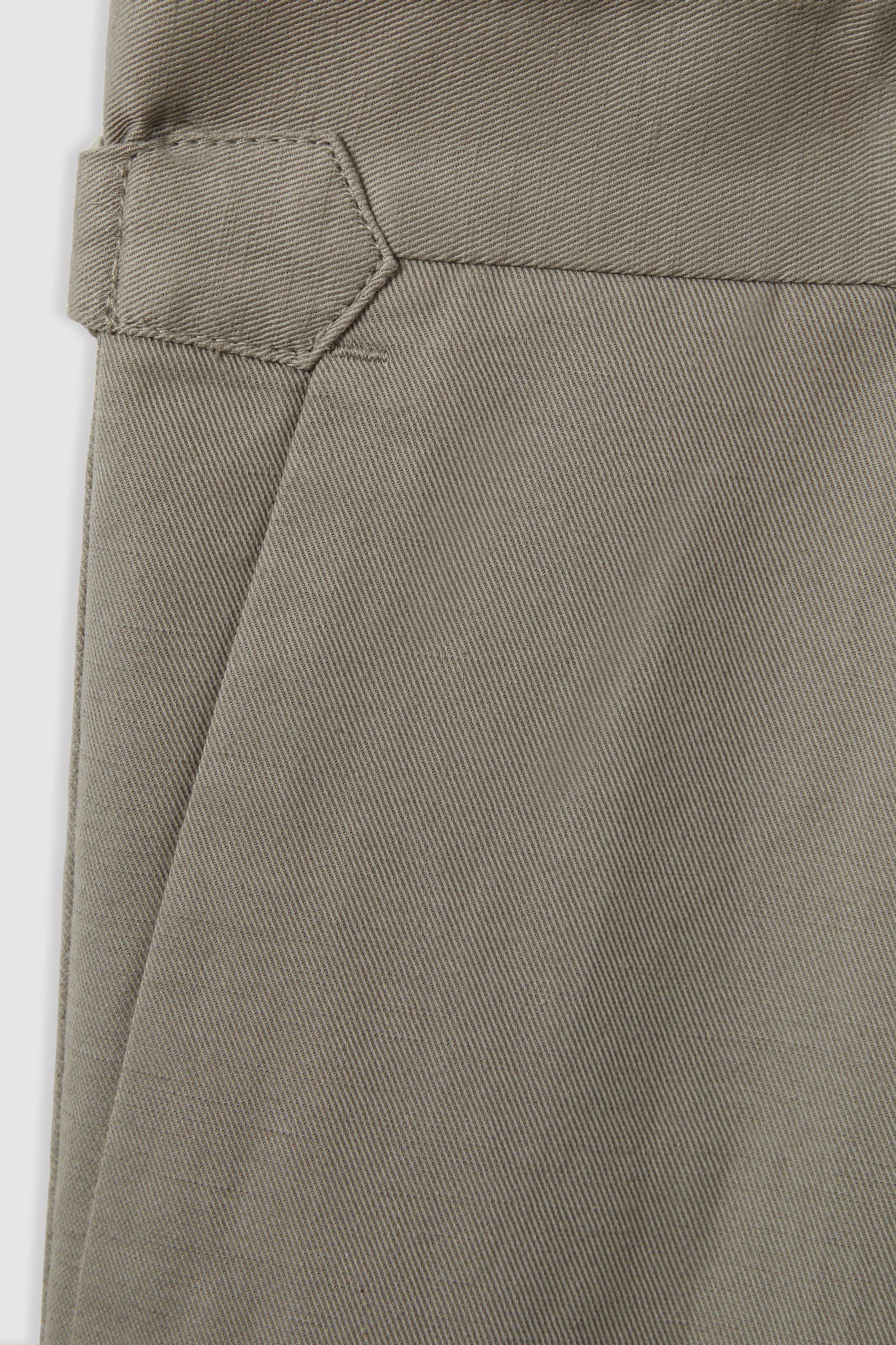 Buy Reiss Light Khaki Com Relaxed Cropped Trousers with Turned Up Hems from the Next UK online shop