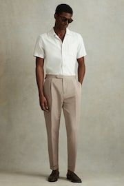 Reiss Stone Com Relaxed Cropped Trousers with Turned-Up Hems - Image 1 of 6