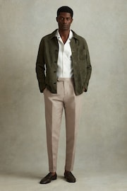 Reiss Stone Com Relaxed Cropped Trousers with Turned-Up Hems - Image 3 of 6