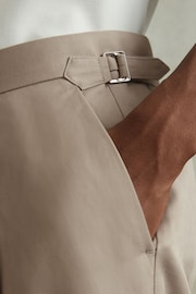 Reiss Stone Com Relaxed Cropped Trousers with Turned-Up Hems - Image 4 of 6