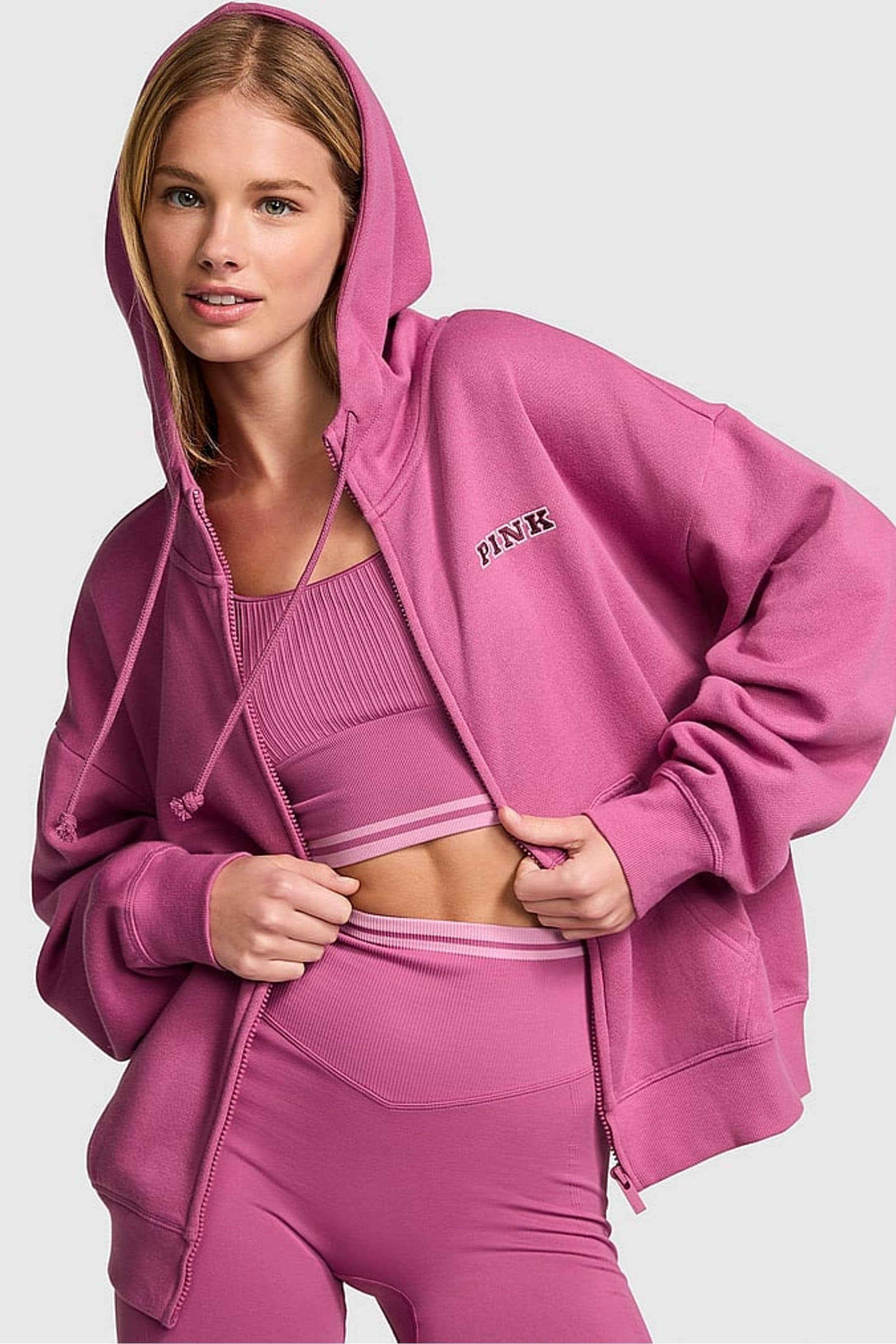 Buy Victoria s Secret PINK Pink Violet Zip Up Fleece Hoodie from Next Luxembourg