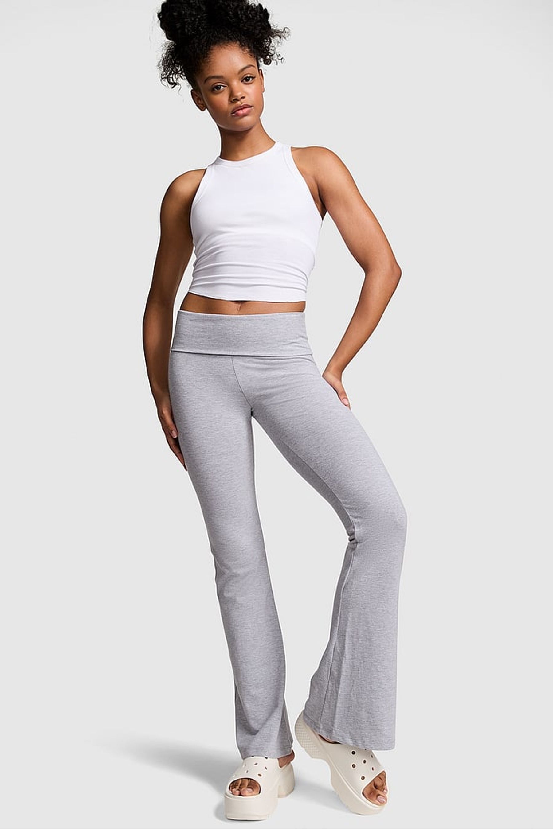 Pink foldover leggings discount
