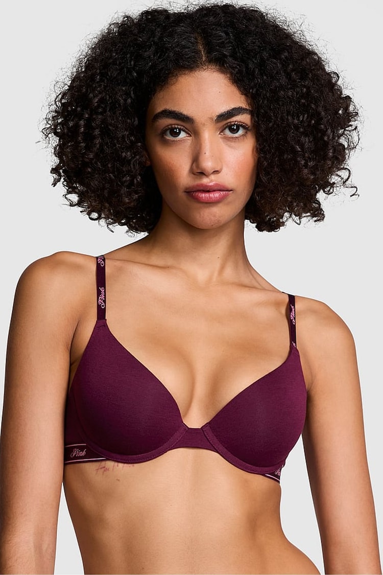 Victoria's Secret PINK Purple Rose Push Up Cotton Logo Bra - Image 1 of 3