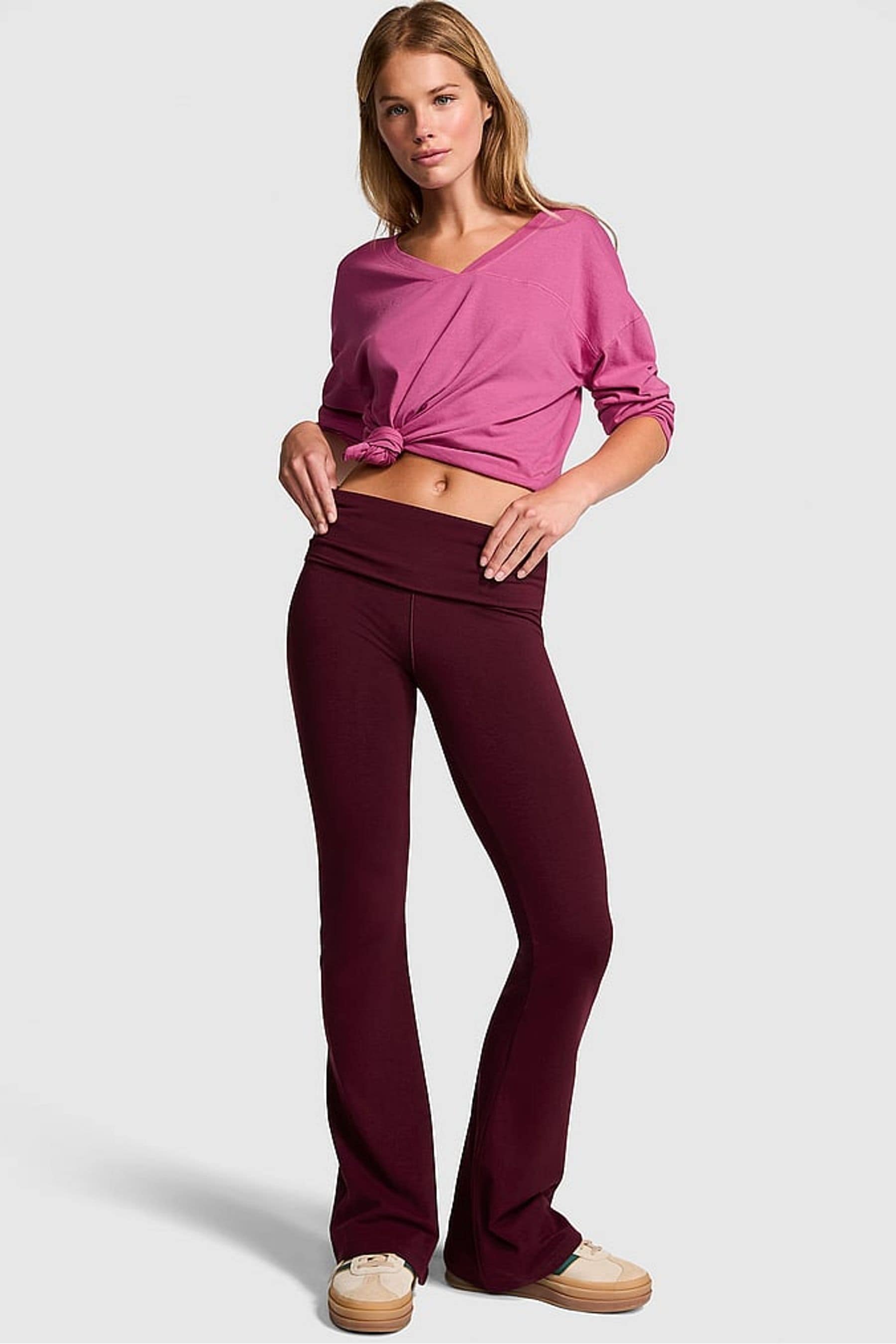 Pink foldover leggings clearance