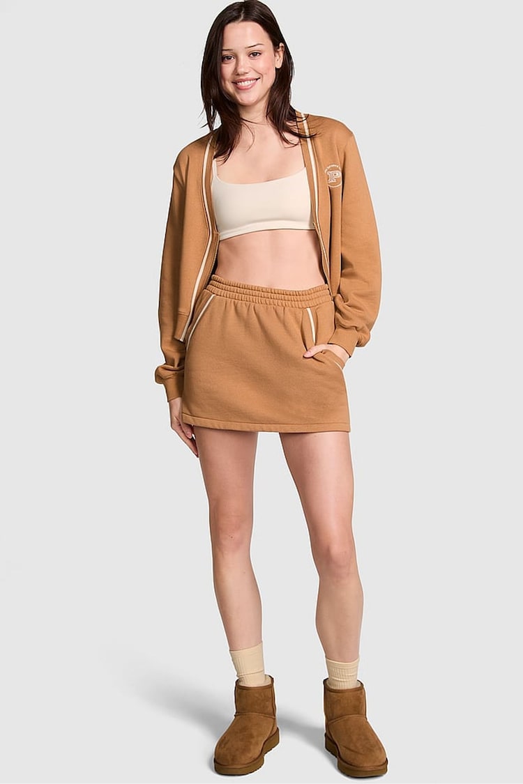 Victoria's Secret PINK Toffee Brown Knitted Fleece Skort - Image 1 of 3