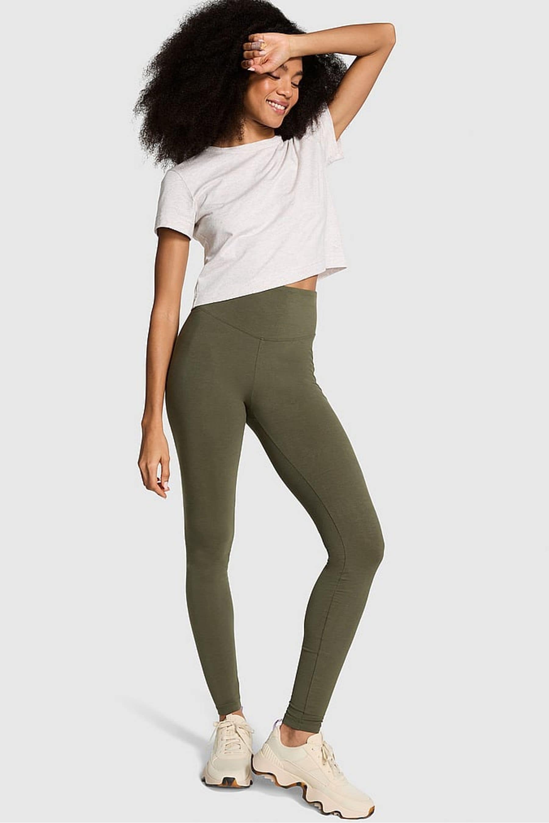 Buy Victoria s Secret PINK Olive Green Cotton Leggings from Next Luxembourg