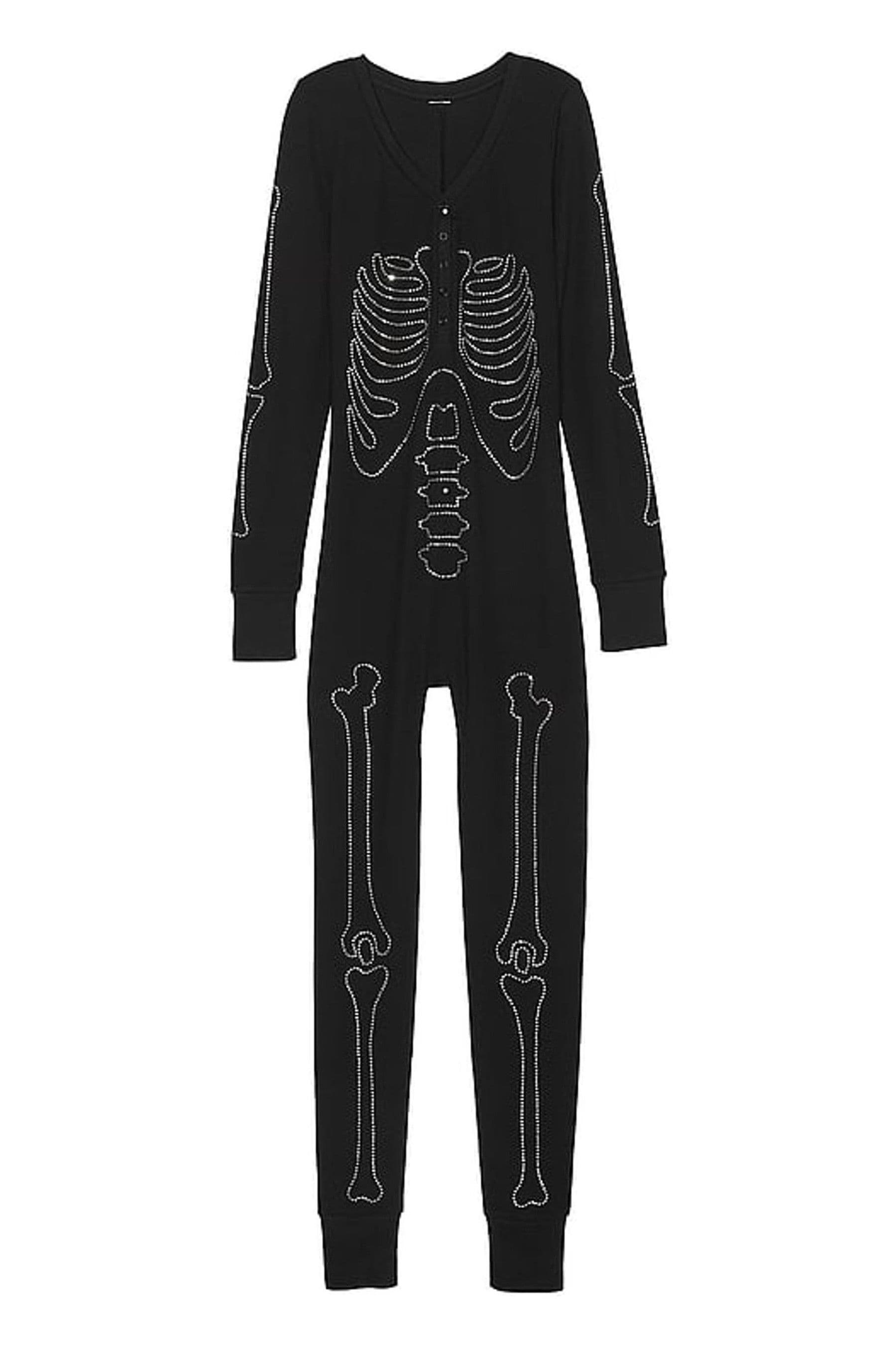 Victoria s Secret PINK Black Halloween Skeleton Onesie