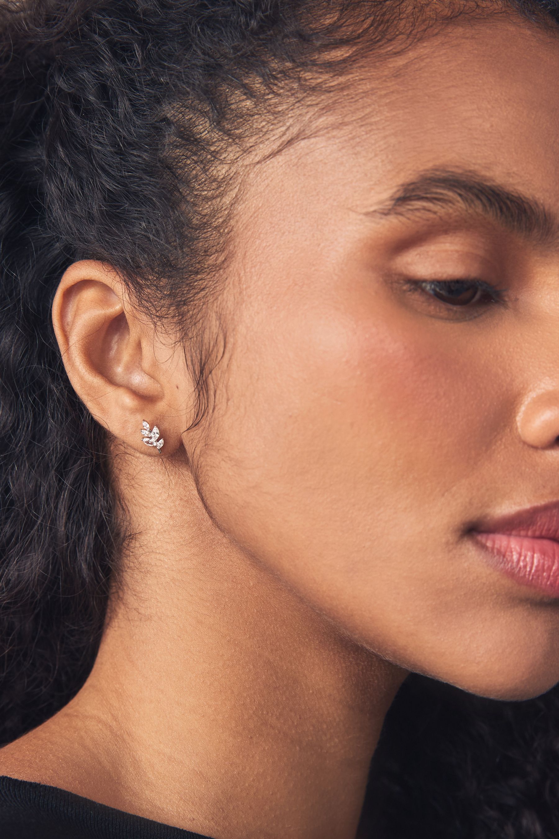 Buy Sterling Silver Leaf Cubic Zirconia Stud Earrings from the Next UK online shop